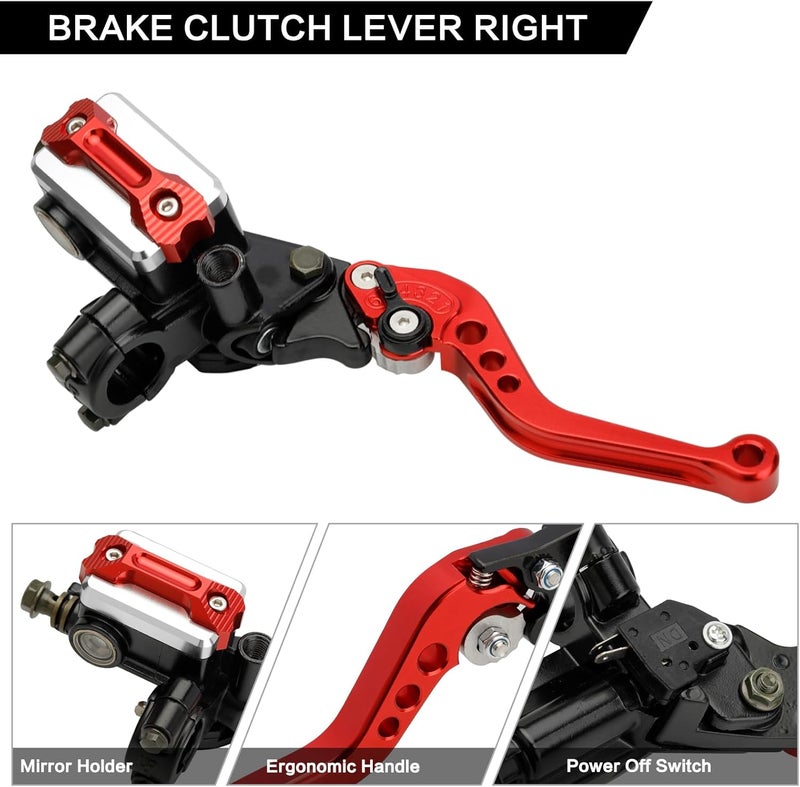 RIDLOG Universal CNC Motorcycle 7/8" 22mm Handlebar Brake Master Cylinder Clutch Lever, Dirt Bike Mini Bike Brake Lever, Brake and Clutch Lever Set Fit for Honda Kawasaki Suzuki Yamaha (Red) - Image 4